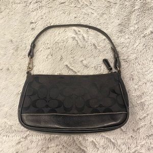 Black Coach classic signature leather trim bag